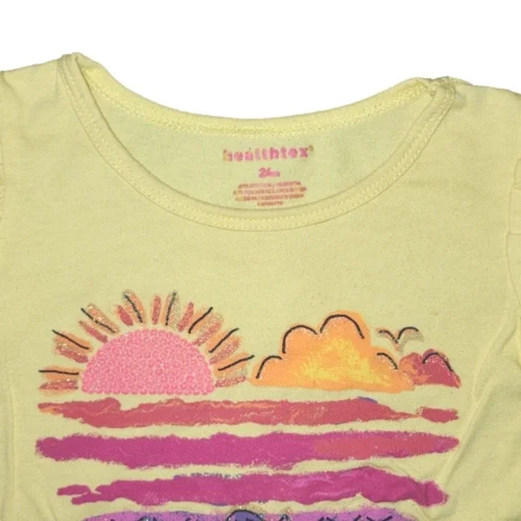 Healthtex Yellow Short Sleeve Tee with Colorful Ocean Theme in Heart Design - Picture 3 of 4